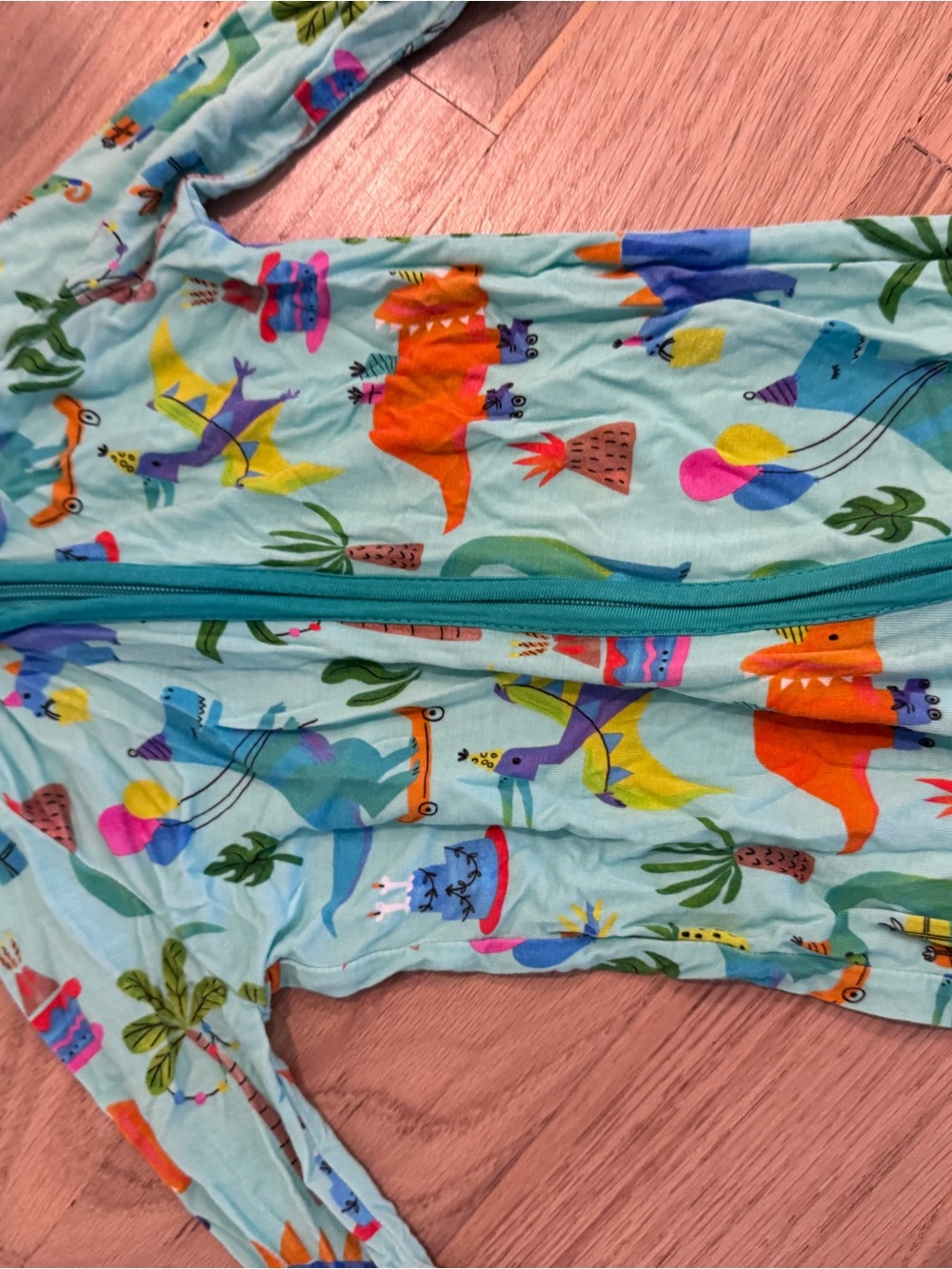 Little Sleepies Blue Tropical Dino Print Footie - Picture 2 of 3